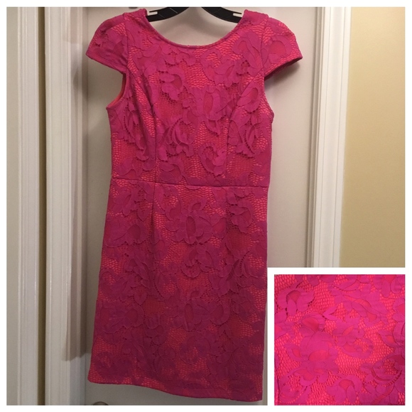 EUC MAIA CappedSleeved, Lace Overlay, V-Back Dress - Picture 2 of 7